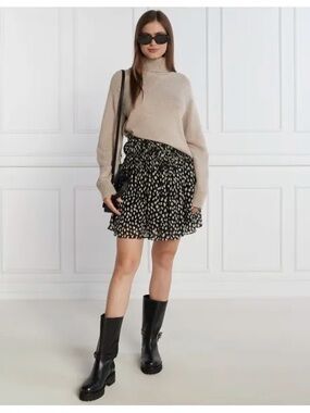 ba&sh NWT Black and White Polka Dot Mini Skirt Size 40